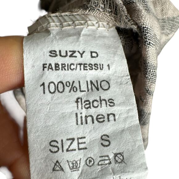 SUZY D Cream Black Zebra Pattern Button Front Midi Dress Linen Women's Size S - Picture 6 of 7